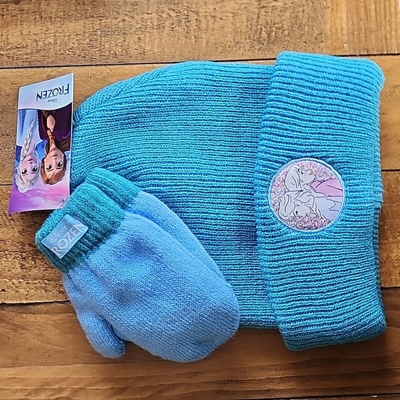 Disney Frozen Licensed Toddler Knit Beanie Hat & Mitten Set - Picture 1 of 8